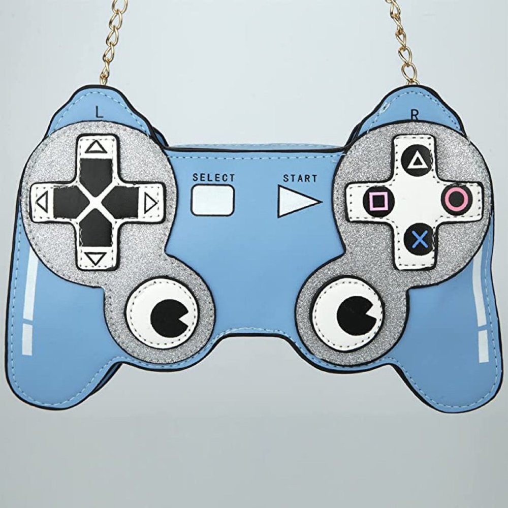 NOVELTY GAMING GAMER BLUE CONTROLLER HANDBAG CROSSBODY BAG TRENDING